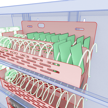 Inside view of the sanitary vending machine